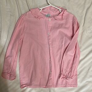 EUC The Plantation shop Pink Gingham button down Blouse size 6